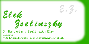 elek zselinszky business card